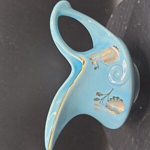 Pearl China Co Turquoise Creamer 22KT Gold Trim Hand Decorated Vintage 1950s